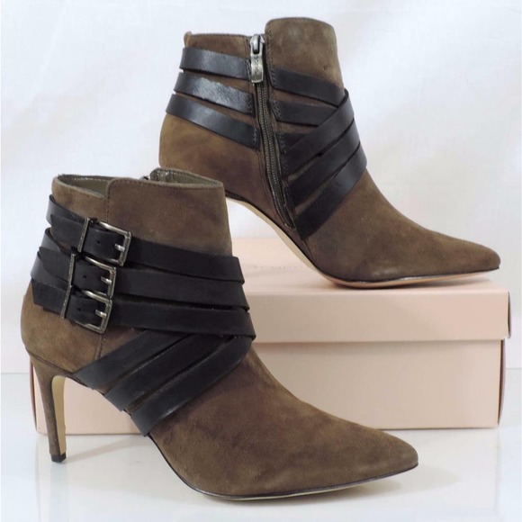 BCBG BCBGeneration ZING Contrast Straps Pointed Toe Boot Dark Olive Black Size 8 - Picture 6 of 6